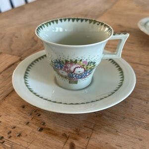 Theodore HAVILAND LIMOGES France Demi teacup saucer green Suzanne Lalique (one)